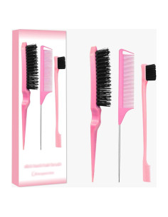 Juego de Peines Rosa 3 Piezas - Cepillo Slick Back y Rat Tail