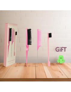 Juego de Peines Rosa 3 Piezas - Cepillo Slick Back y Rat Tail 2