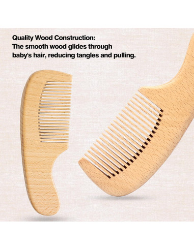 Juego de Cepillo y Peine de Madera para Bebés - 3 Piezas
