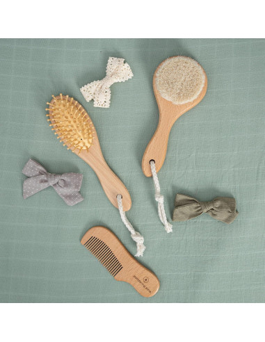 Juego de Cepillos para Bebé Natural Boho - Madera y Cerdas Suaves