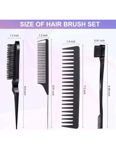 Juego de 4 Peines Estilizador Anmieciu - Negro, Multifuncional 2