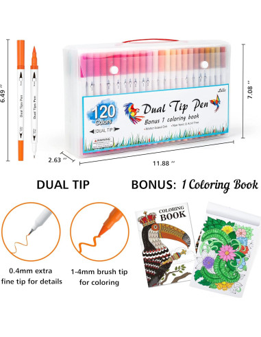 Set de Marcadores Doble Punta Lelix 120 Colores + Libro