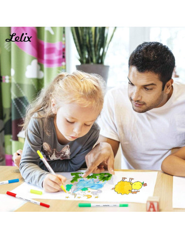 Set de Marcadores Doble Punta Lelix 120 Colores + Libro