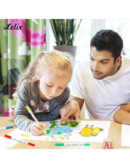 Set de Marcadores Doble Punta Lelix 120 Colores + Libro