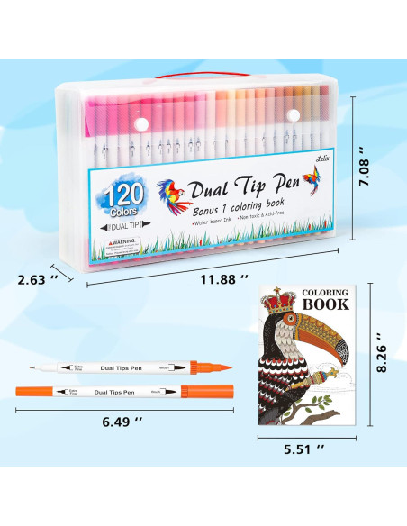 Set de Marcadores Doble Punta Lelix 120 Colores + Libro