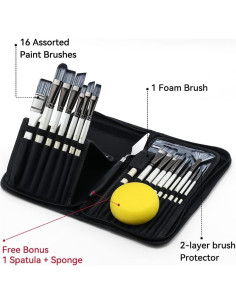 Kit de Pinceles de Pintura Transon 16 Piezas con Estuche 2