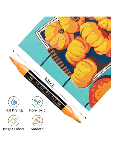 Marcadores de Pintura Acrílica Doble Punta Pindda 24 Colores