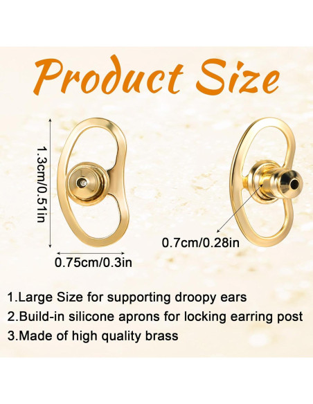 Soportes para Pendientes Mabor 8 Pcs Oro Blanco y Oro