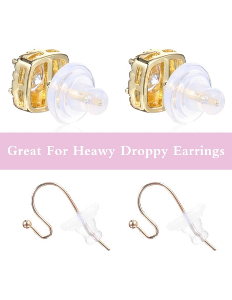 10 Respaldo de Aretes de Silicona Transparente Bremorou