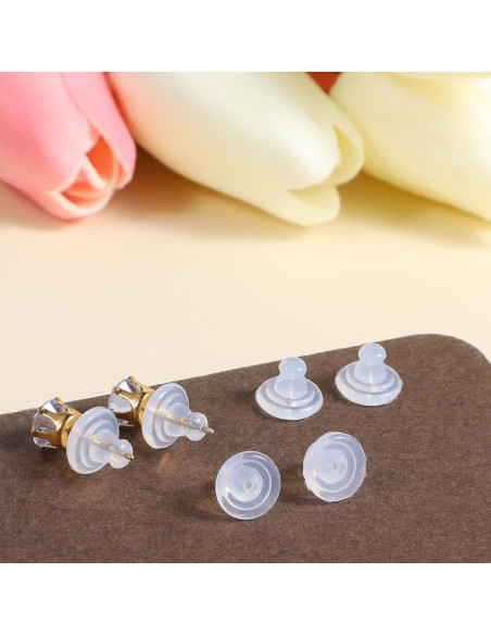 10 Respaldo de Aretes de Silicona Transparente Bremorou
