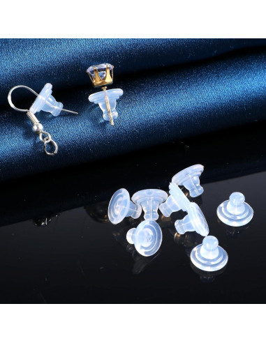 10 Respaldo de Aretes de Silicona Transparente Bremorou