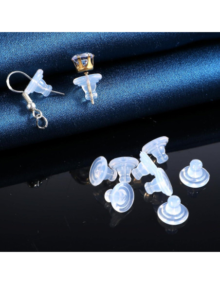 10 Respaldo de Aretes de Silicona Transparente Bremorou
