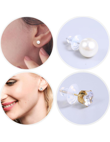 10 Respaldo de Aretes de Silicona Transparente Bremorou