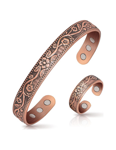Anillo y Pulsera de Drenaje Linfático Magnético Mahnco Cobre
