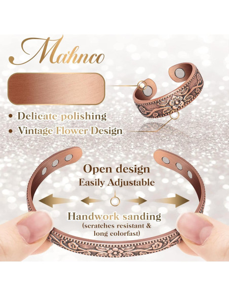 Anillo y Pulsera de Drenaje Linfático Magnético Mahnco Cobre Anillo y Pulsera de Drenaje Linfático Magnético Mahnco Cobre