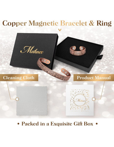 Anillo y Pulsera de Drenaje Linfático Magnético Mahnco Cobre