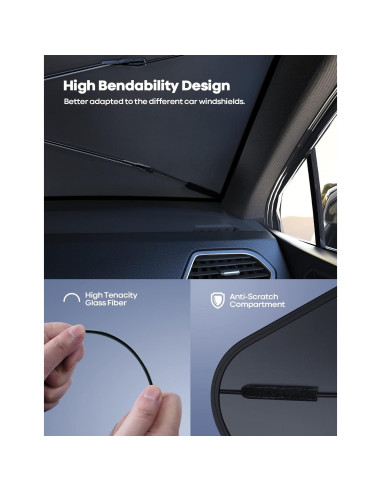 Lamicall Parasol de Coche 5 Capas UV 38x80 cm Aislamiento