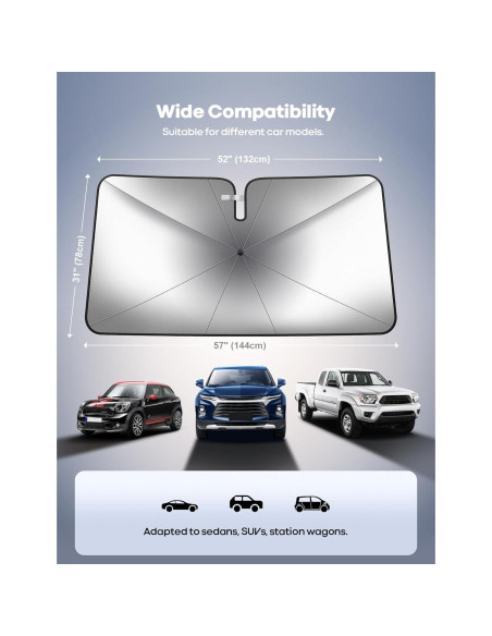 Lamicall Parasol de Coche 5 Capas UV 38x80 cm Aislamiento