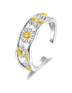 Anillo ajustable de plata esterlina 925 para mujer Boho