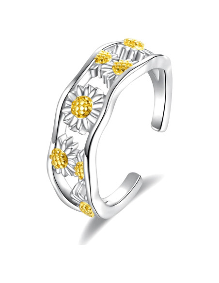 Anillo ajustable de plata esterlina 925 para mujer Boho