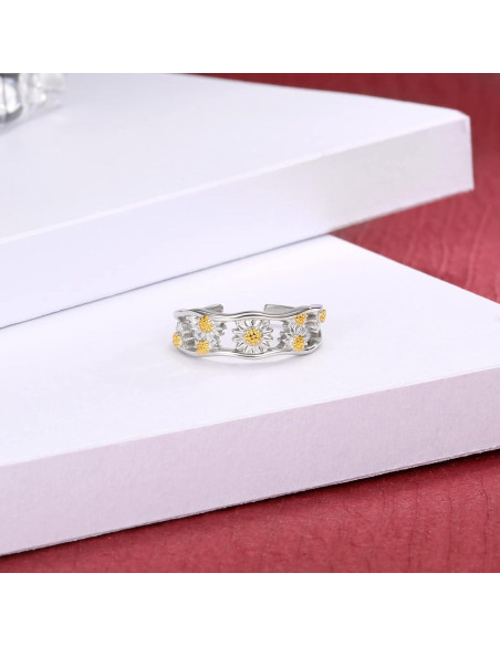 Anillo ajustable de plata esterlina 925 para mujer Boho