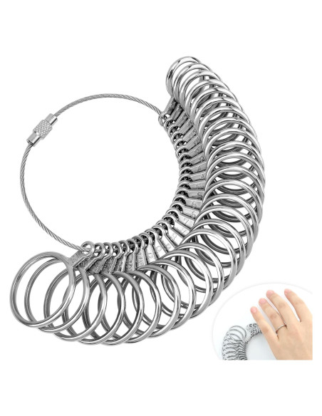 Medidor de Talla de Anillo XoGiyu 27 Piezas Acero Inoxidable Medidor de Talla de Anillo XoGiyu 27 Piezas Acero Inoxidable