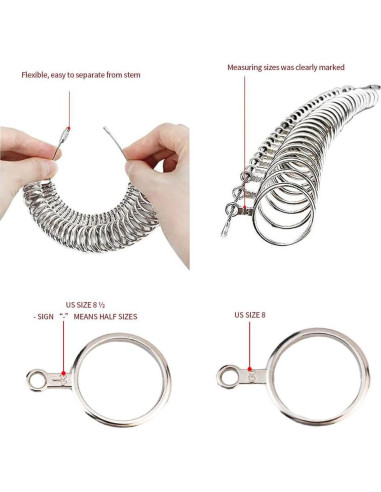 Medidor de Talla de Anillo XoGiyu 27 Piezas Acero Inoxidable