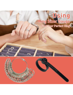 Kit de Medición de Tallas de Anillo 27 Piezas con Cinta Métrica 2