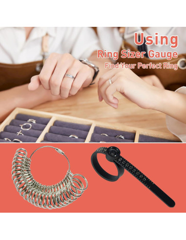 Kit de Medición de Tallas de Anillo 27 Piezas con Cinta Métrica