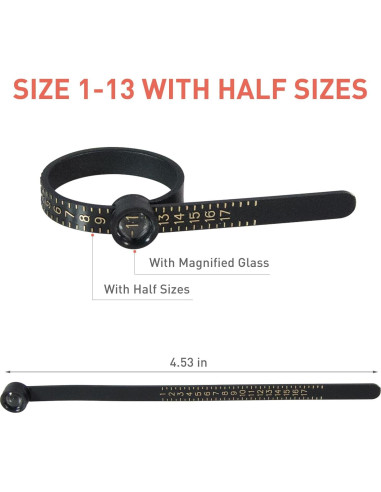 Kit de Medición de Tallas de Anillo 27 Piezas con Cinta Métrica