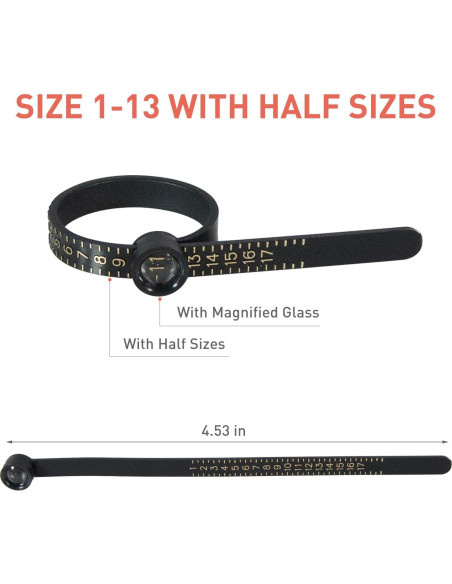 Kit de Medición de Tallas de Anillo 27 Piezas con Cinta Métrica