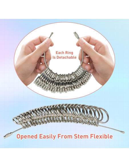 Kit de Medición de Tallas de Anillo 27 Piezas con Cinta Métrica