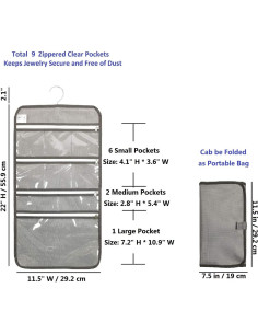 Organizador de Joyería Colgante ANIZER Gris 9 Bolsillos 2
