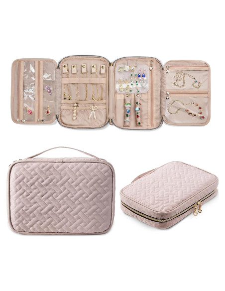 Organizador de Joyería SFYBYHEART Rosa Gran Capacidad 25.4x17.8cm Organizador de Joyería SFYBYHEART Rosa Gran Capacidad 25.4x17.8cm