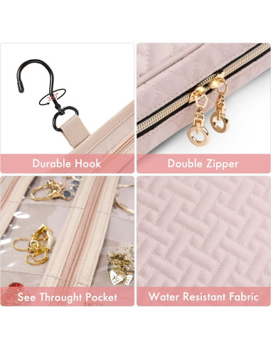 Organizador de Joyería SFYBYHEART Rosa Gran Capacidad 25.4x17.8cm