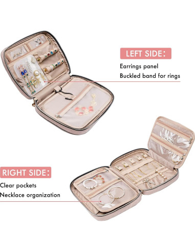 Organizador de Joyería SFYBYHEART Rosa Gran Capacidad 25.4x17.8cm