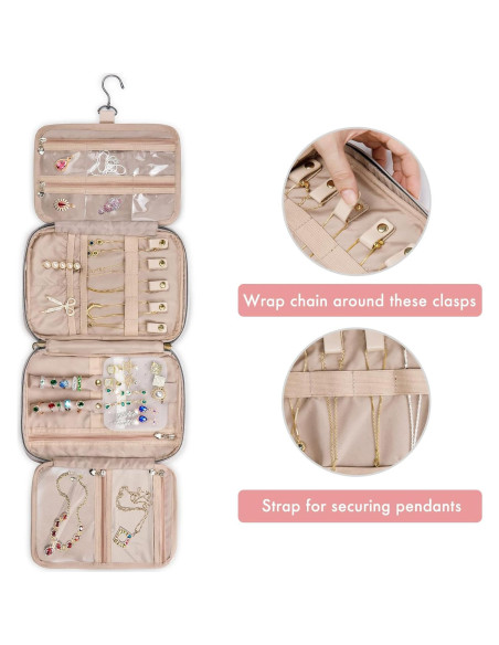 Organizador de Joyería SFYBYHEART Rosa Gran Capacidad 25.4x17.8cm Organizador de Joyería SFYBYHEART Rosa Gran Capacidad 25.4x17.8cm