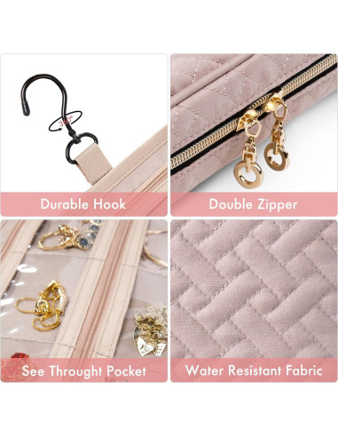 Organizador de Joyería SFYBYHEART Rosa Gran Capacidad 25.4x17.8cm