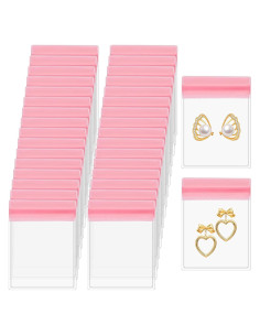 50 Bolsas de Joyería Antitarnish Rosa 8x6 cm PVC Transparente