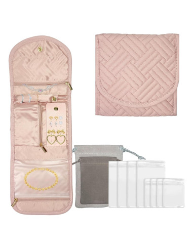 Organizador de Joyería Plegable WOBEVB Rosa 40.6x14cm