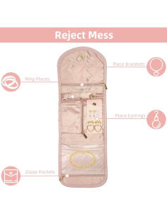 Organizador de Joyería Plegable WOBEVB Rosa 40.6x14cm 2