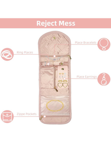 Organizador de Joyería Plegable WOBEVB Rosa 40.6x14cm
