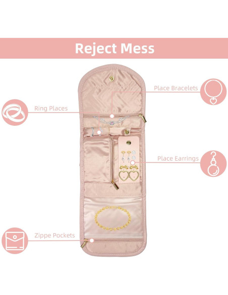 Organizador de Joyería Plegable WOBEVB Rosa 40.6x14cm