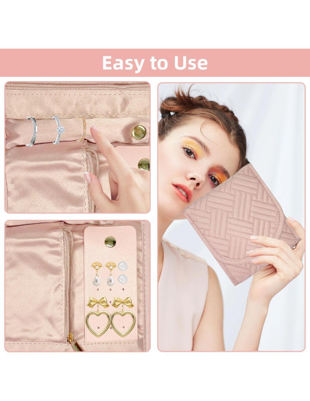 Organizador de Joyería Plegable WOBEVB Rosa 40.6x14cm