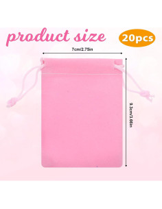 20 Bolsas de Terciopelo Rosa Psyqtsuary 6.99x9.29cm 2