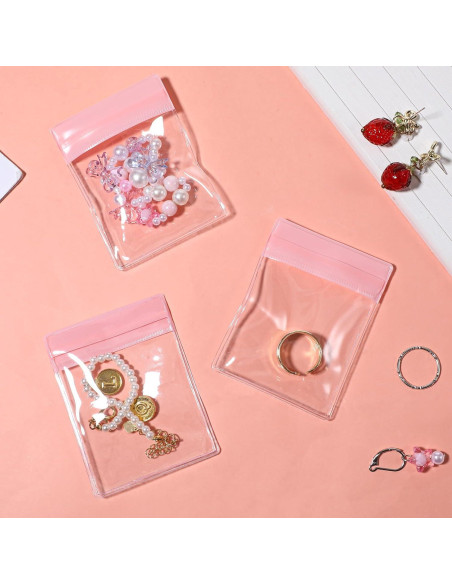 50 Bolsas de Joyería Antitarnish Rosa 8x6 cm PVC Transparente 50 Bolsas de Joyería Antitarnish Rosa 8x6 cm PVC Transparente