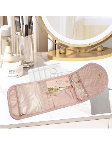 Organizador de Joyería Plegable WOBEVB Rosa 40.6x14cm