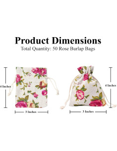 Bolsas de Regalo de Yute Rosa 3x10 cm con Cierre de Cordón - 50 Unidades 2