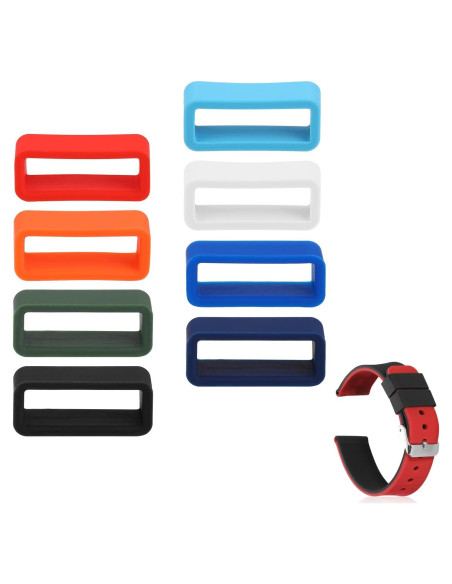8 Sujetadores de Correa de Reloj Silicona 16mm Multicolor