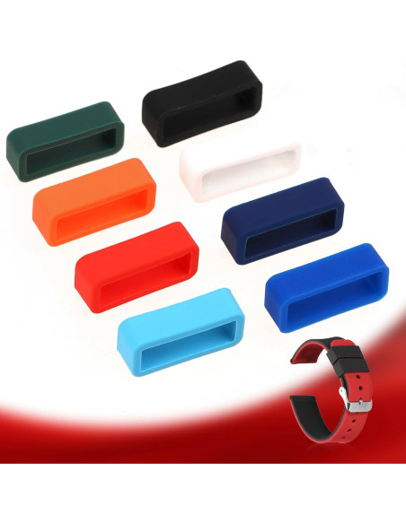 8 Sujetadores de Correa de Reloj Silicona 16mm Multicolor